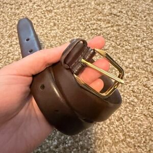 Vintage Christian Dior Split Leather belt two tone buckle espresso brown classic